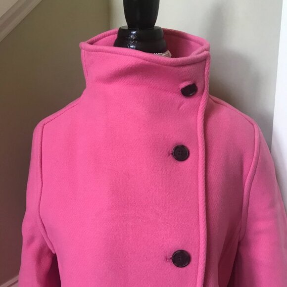NWT JCREW Villa Coat Womens P 4 Pink Mid Length Stadium Cloth Wool Petite NEW - Picture 6 of 12
